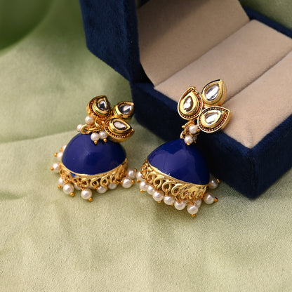 Attractive Blue Color Meenakari Earrings Perfect For Weddings, Parties, And Traditional Fashion