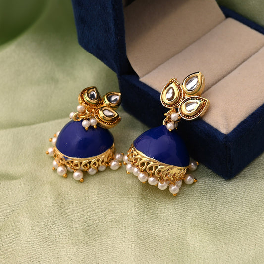 Attractive Blue Color Meenakari Earrings Perfect For Weddings, Parties, And Traditional Fashion