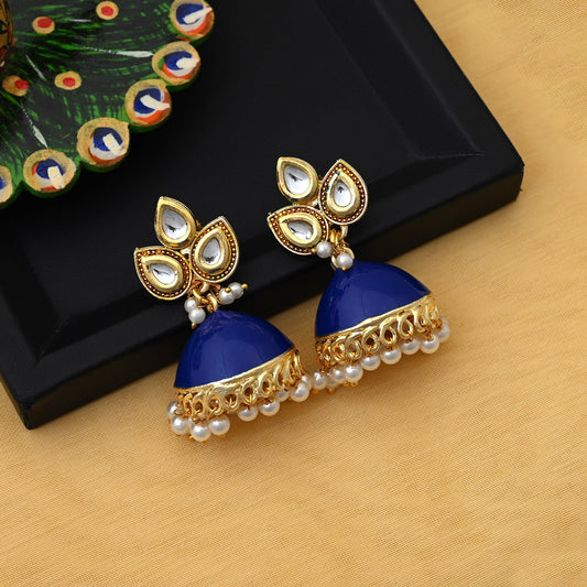 Attractive Blue Color Meenakari Earrings Perfect For Weddings, Parties, And Traditional Fashion