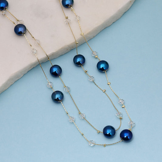 Blue Color Beaded Mala Featuring Elegant Decorative Handmade Bead Pattern
