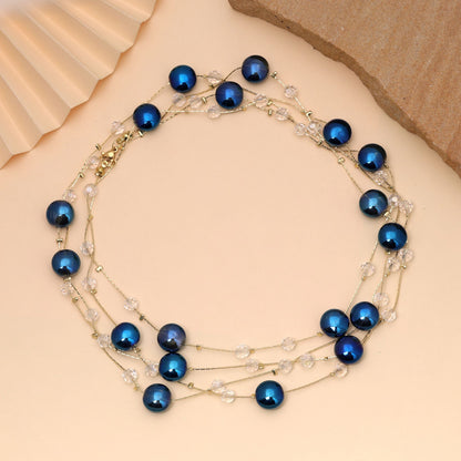 Blue Color Beaded Mala Featuring Elegant Decorative Handmade Bead Pattern