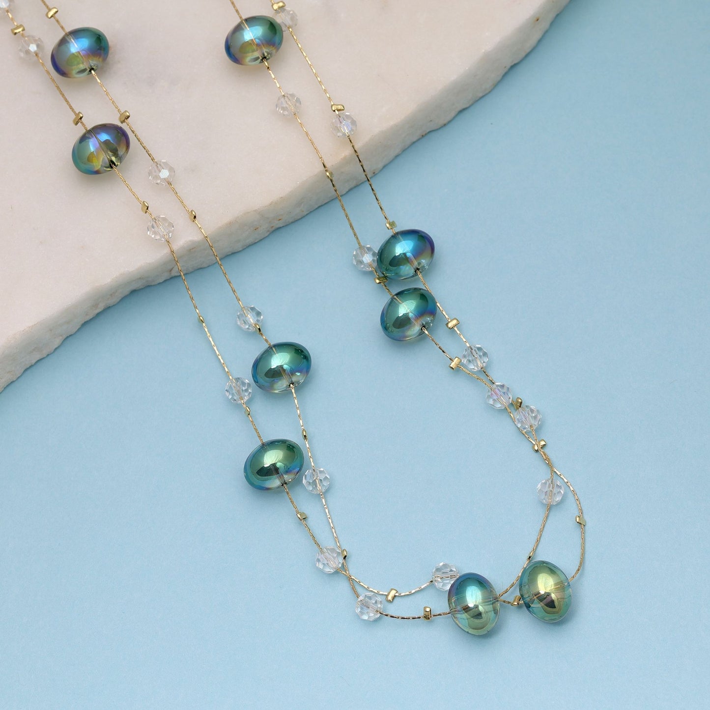 Crystal Green Color Beaded Mala with Premium Designer Traditional Look