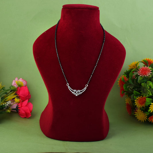 Silver Color American Diamond Mangalsutra For Daily And Party Wear