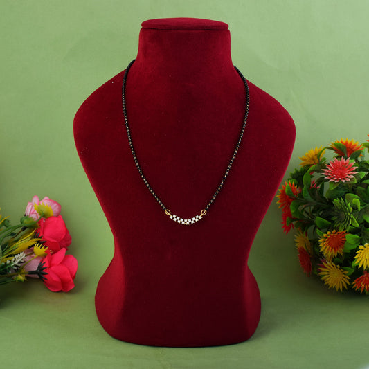 Gold Color American Diamond Mangalsutra Featuring Floral Pendant Arrangement