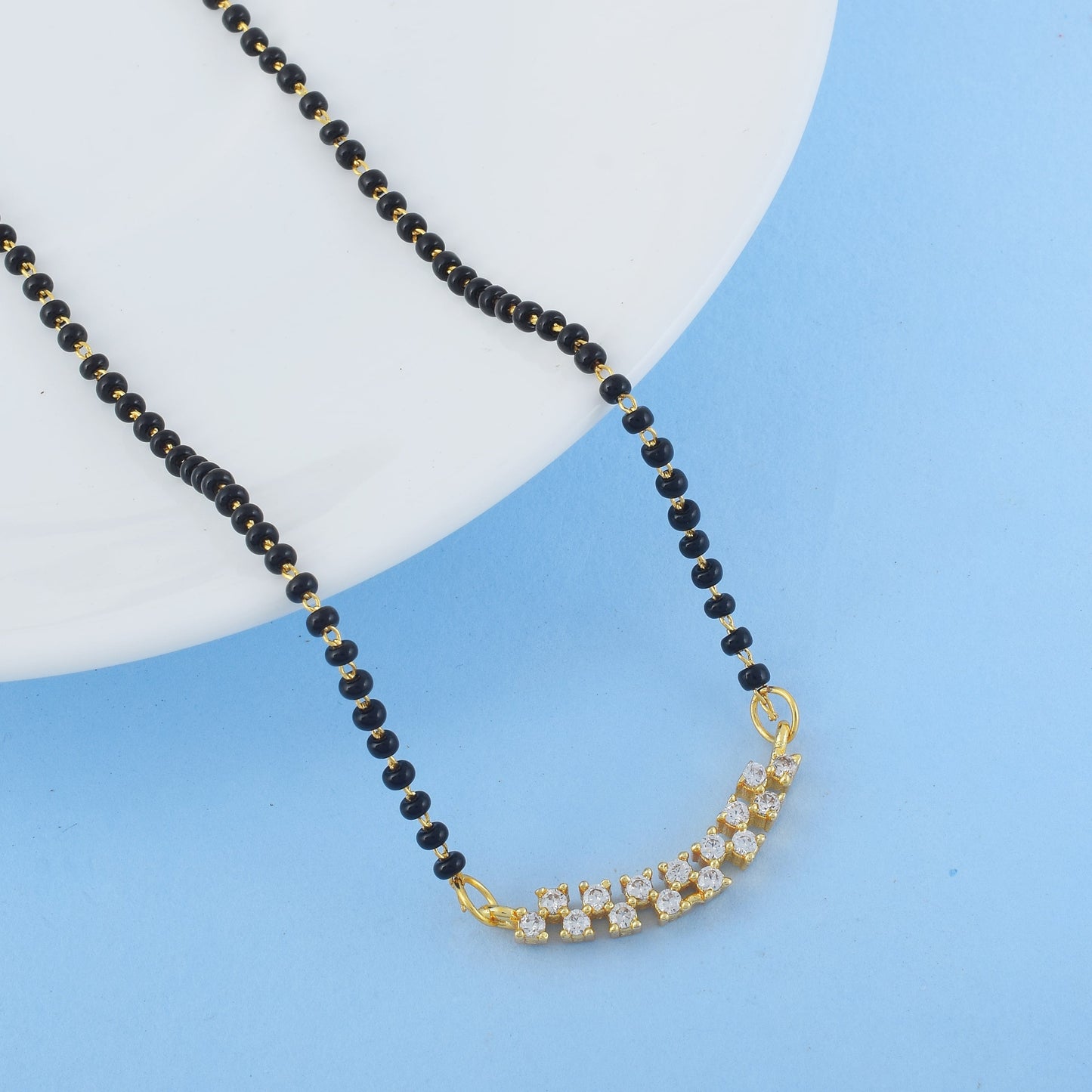 Gold Color American Diamond Mangalsutra Featuring Floral Pendant Arrangement