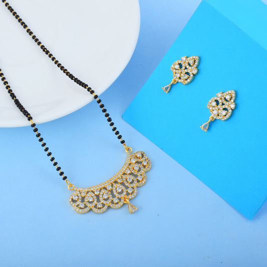 Gold Color American Diamond Mangalsutra With Designer Look And Finish