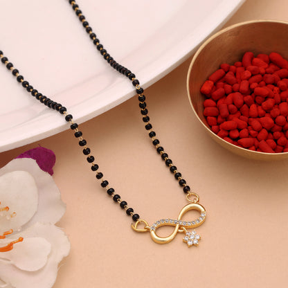 Sparkling Multi Color American Diamond Infinity Love Mangalsutra Pendant With Sleek Chain
