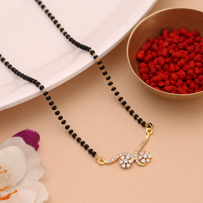 Elegant Fine Gold Color American Diamond Mangalsutra Set For Modern Married Women
