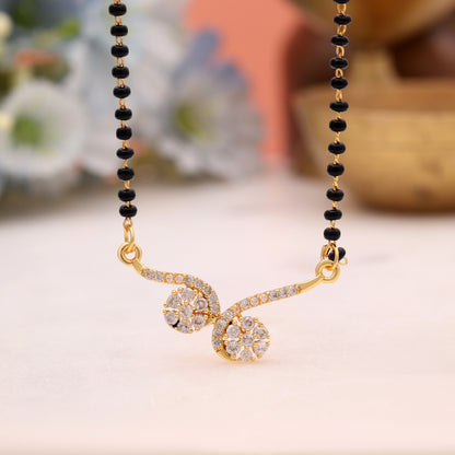 Elegant Fine Gold Color American Diamond Mangalsutra Set For Modern Married Women