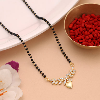 Opulent Sheen Gold Color American Diamond Mangalsutra Specially Designed For Festivities