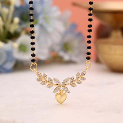 Opulent Sheen Gold Color American Diamond Mangalsutra Specially Designed For Festivities