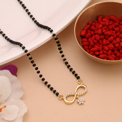 Royal Sheen Gold Color American Diamond Mangalsutra For Wedding Ceremony Celebrations