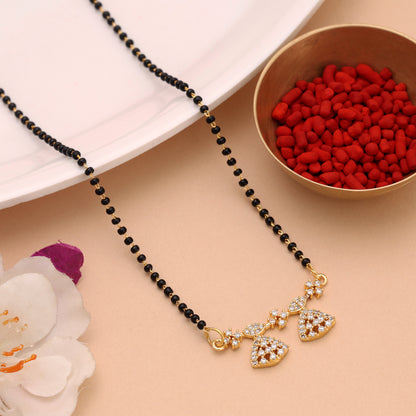 Radiant Sheen Gold Color American Diamond Mangalsutra For Elegant Evening Partywear