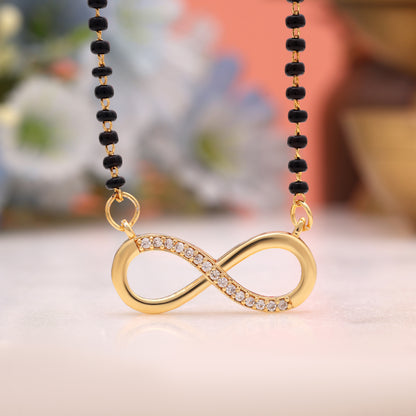 Graceful Polish Gold Color American Diamond Infinity Love Mangalsutra For Special Occasions