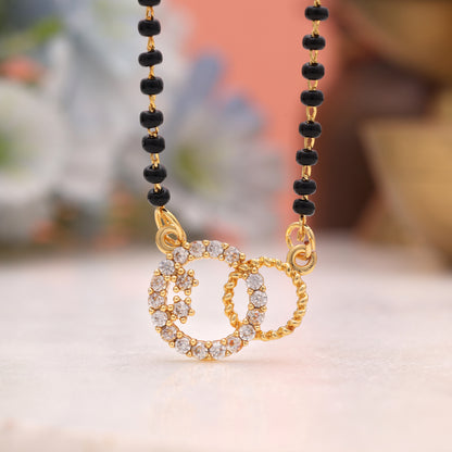 Timeless Shining Gold Color American Diamond Mangalsutra Perfect For Ethnic Outfits