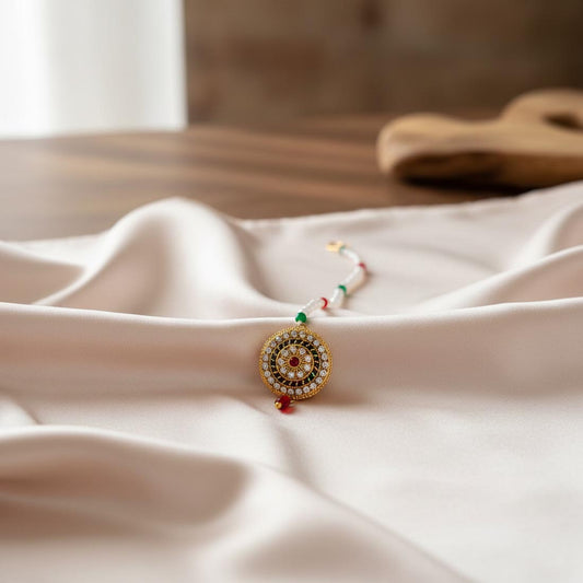 Maroon Color Kundan Maang Tikka With Rich Heritage Inspired Craftsmanship