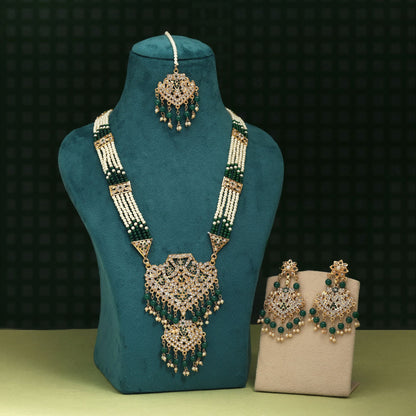 Gorgeous Green Color Rajputi Jewellery Rani Haar Perfect For Wedding And Festive Occasions