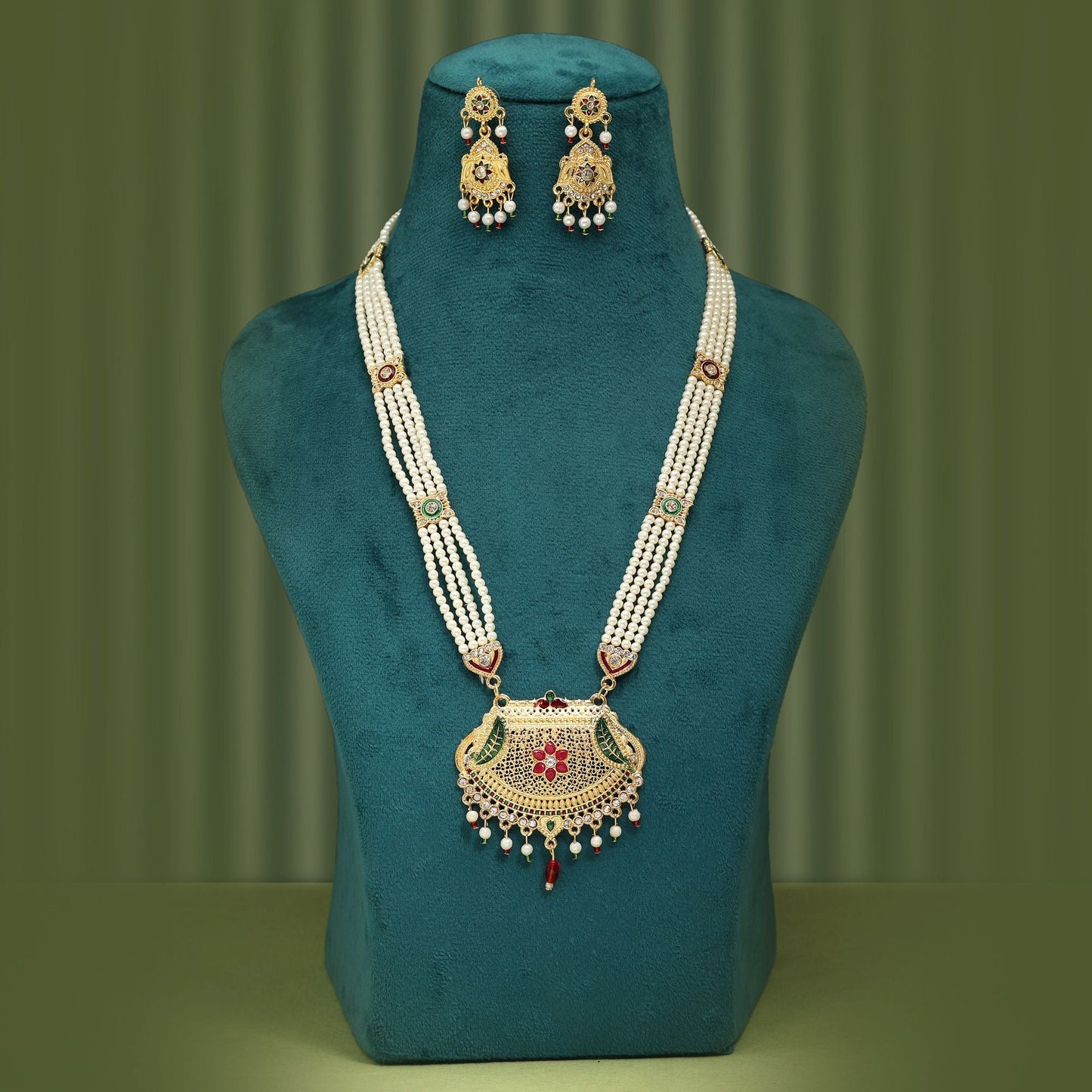 Hochwertiger mehrfarbiger Rajputi-Schmuck, Rani Haar, perfekte Wahl für festliche ethnische Partykleidung