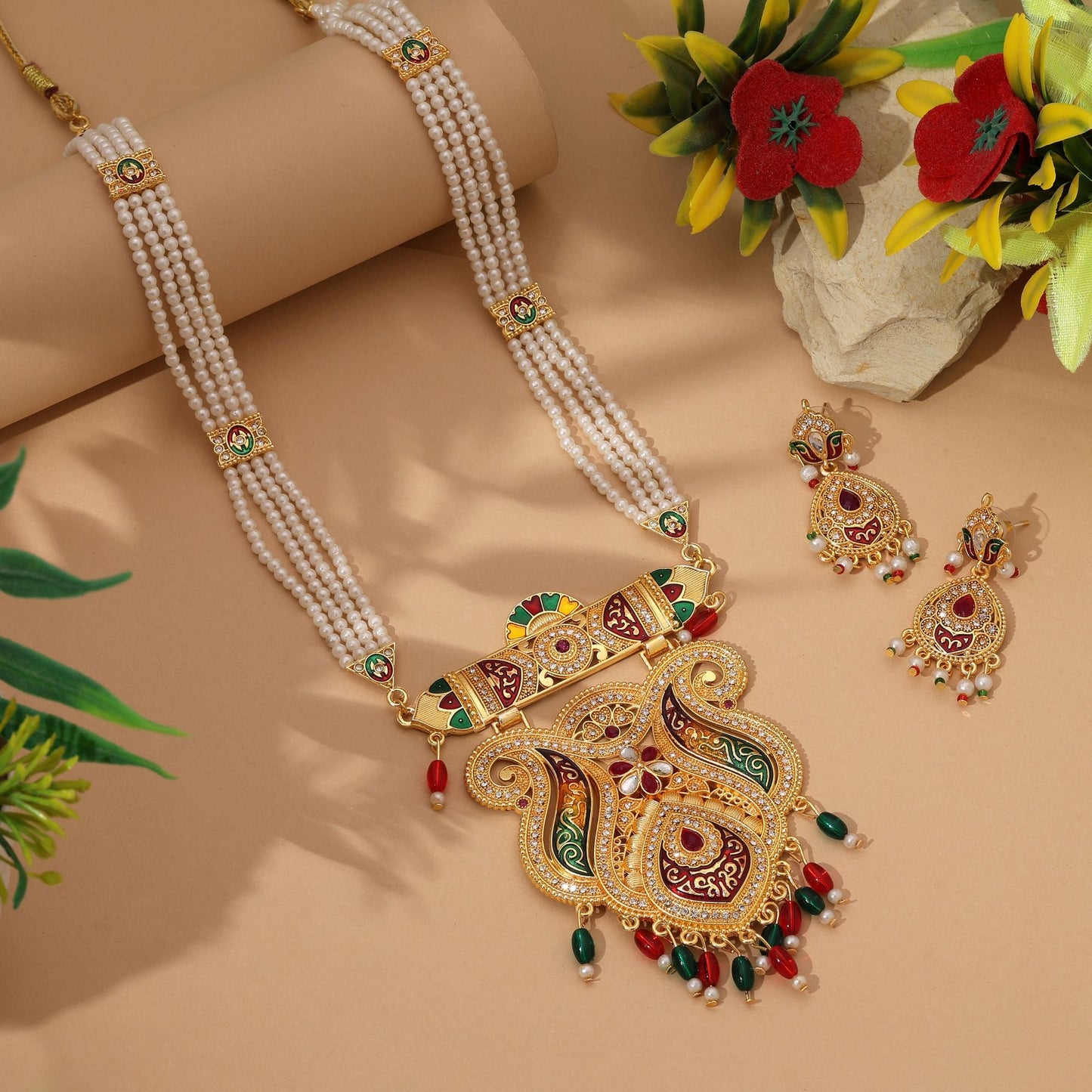 Bezaubernder mehrfarbiger Rajputi-Schmuck, Rani Haar, perfekt für Hochzeiten, Partys und Feiern