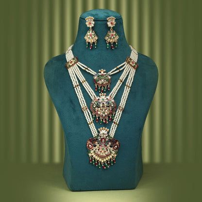 Antiker mehrfarbiger Rajputi-Schmuck, Rani Haar, entworfen für festlichen traditionellen Brautschmuck