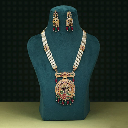 Stunning Multi Color Rajputi Jewellery Rani Haar With Elegant Handmade Ethnic Bridal Jewellery Style