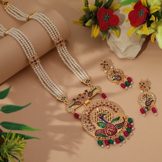 Stunning Multi Color Rajputi Jewellery Rani Haar With Elegant Handmade Ethnic Bridal Jewellery Style