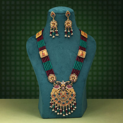 Unique Multi Color Peacock Feather Rajputi Jewellery Rani Haar With Royal Ethnic Bridal Design