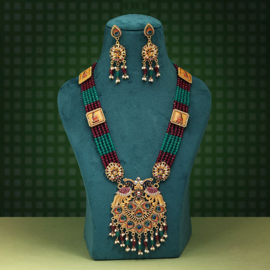 Unique Multi Color Peacock Feather Rajputi Jewellery Rani Haar With Royal Ethnic Bridal Design