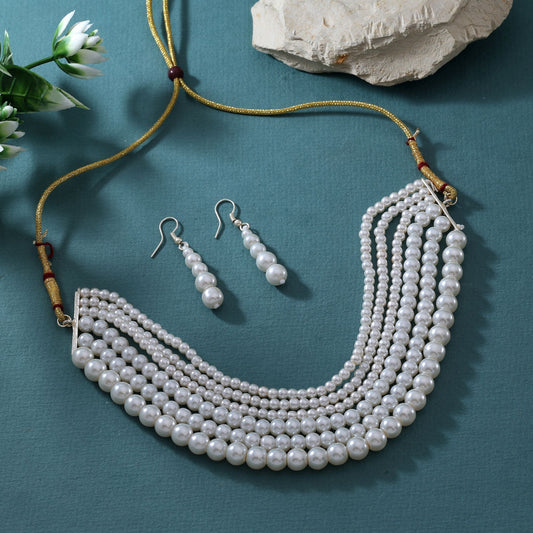 Elegant White Color Puwai Necklace Set For Festive And Cultural Wear
