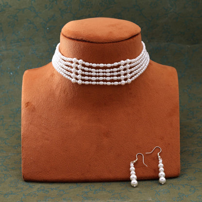 Wunderschönes weißes Puwai-Halsketten-Set für Hochzeiten und besondere Anlässe