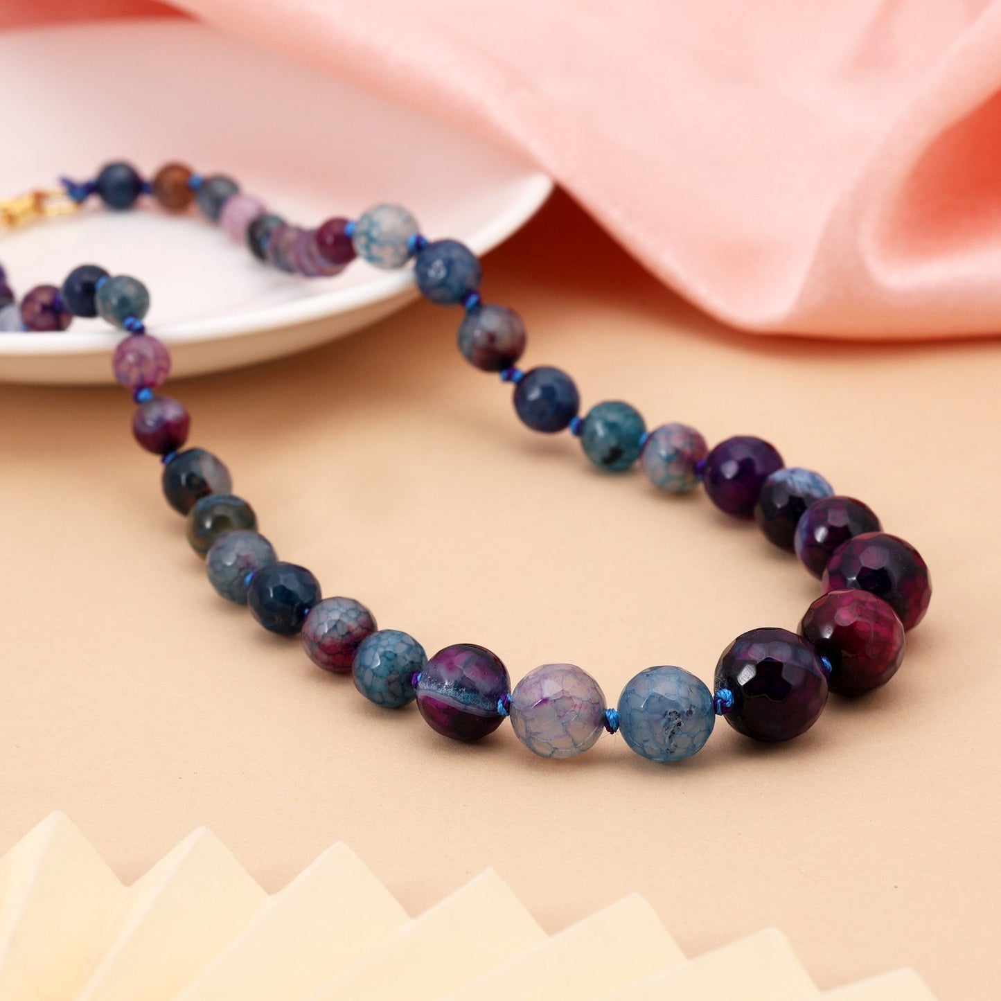 Blue Color Stylish Antique Finish Pearl Necklace For Party And Festival Look