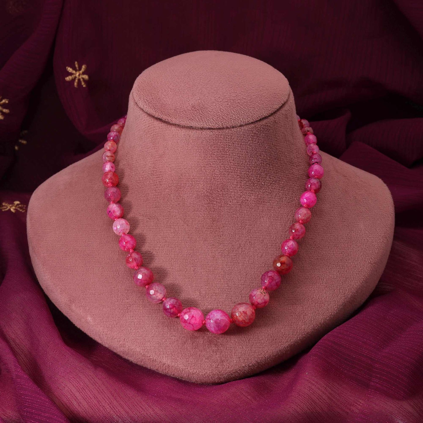 Rani Color Elegant Designer Pearl Necklace For Festive And Bridal Attire