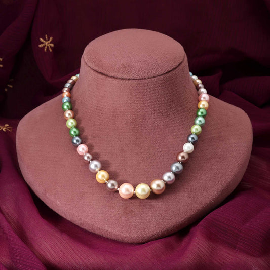 Multi Color Stone Studded Pearl Necklace For Weddings And Cultural Celebrations