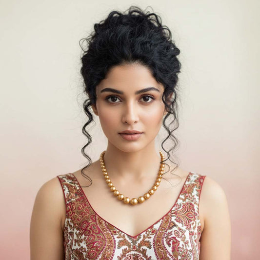 Gold Color Stylish Handcrafted Pearl Necklace For Elegant Indian Fashion Jewelry