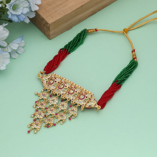 Multi Color Choker Rajputi Jewellery Rani Haar Showcasing Bold Ethnic Statement Design