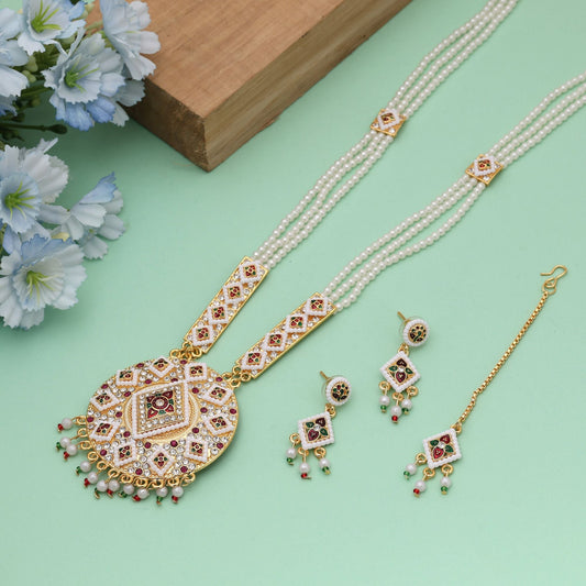 Multi Color Rajputi Jewellery Rani Haar Crafted For Elegant Traditional Fashion Lovers