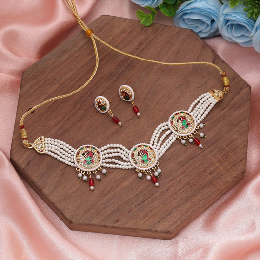 Maroon & Green Color Rajputi Jewellery Rani Haar Inspired By Royal Palace Jewelry Traditions