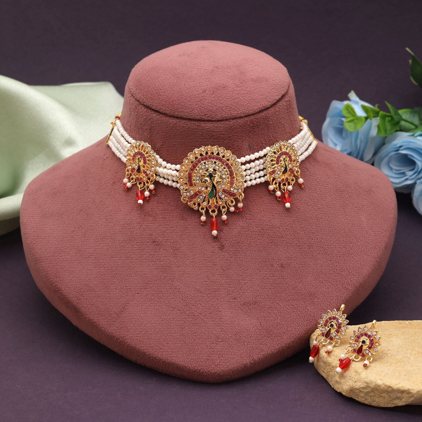 Mehrfarbiger Choker Rajputi Schmuck Rani Haar bietet luxuriösen ethnischen Statement-Appeal