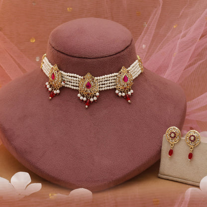 Rani & Red Color Choker Rajputi Jewellery Rani Haar For Bridal Styling