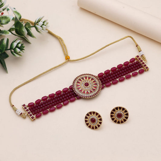 Rani & Red Color Rajputi Jewellery Rani Haar With Royal Statement Look