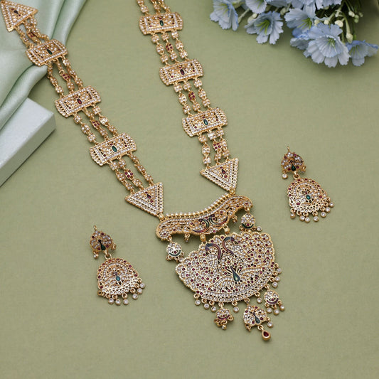 Multi Color Rajputi Jewellery Rani Haar Featuring Traditional Festive Charm