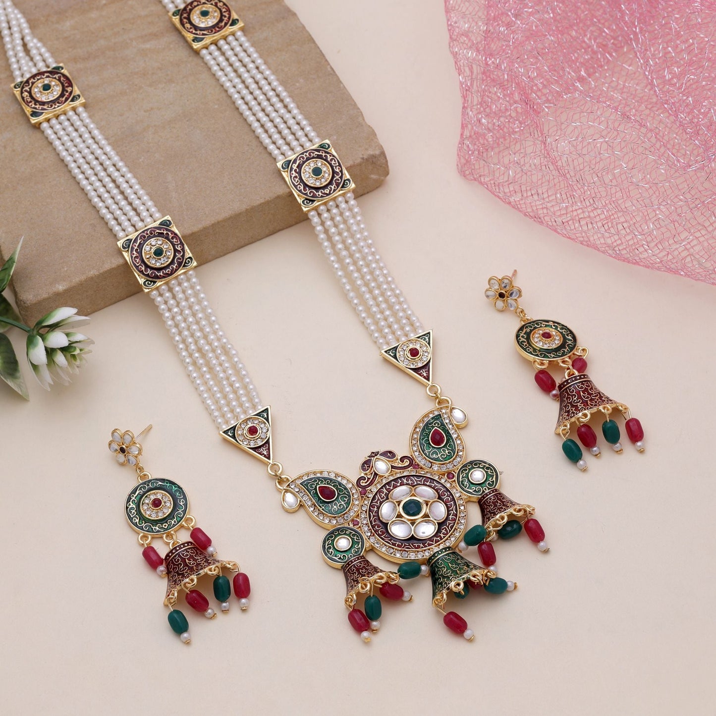 Multi Color Rajputi Jewellery Rani Haar Crafted For Royal Looks
