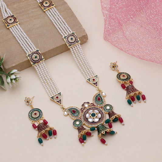 Multi Color Rajputi Jewellery Rani Haar Crafted For Royal Looks
