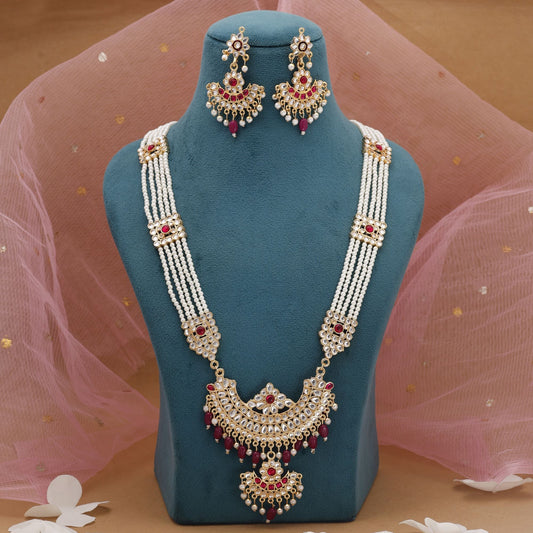 Rani Color Rajputi Jewellery Rani Haar With Elegant Cultural Design