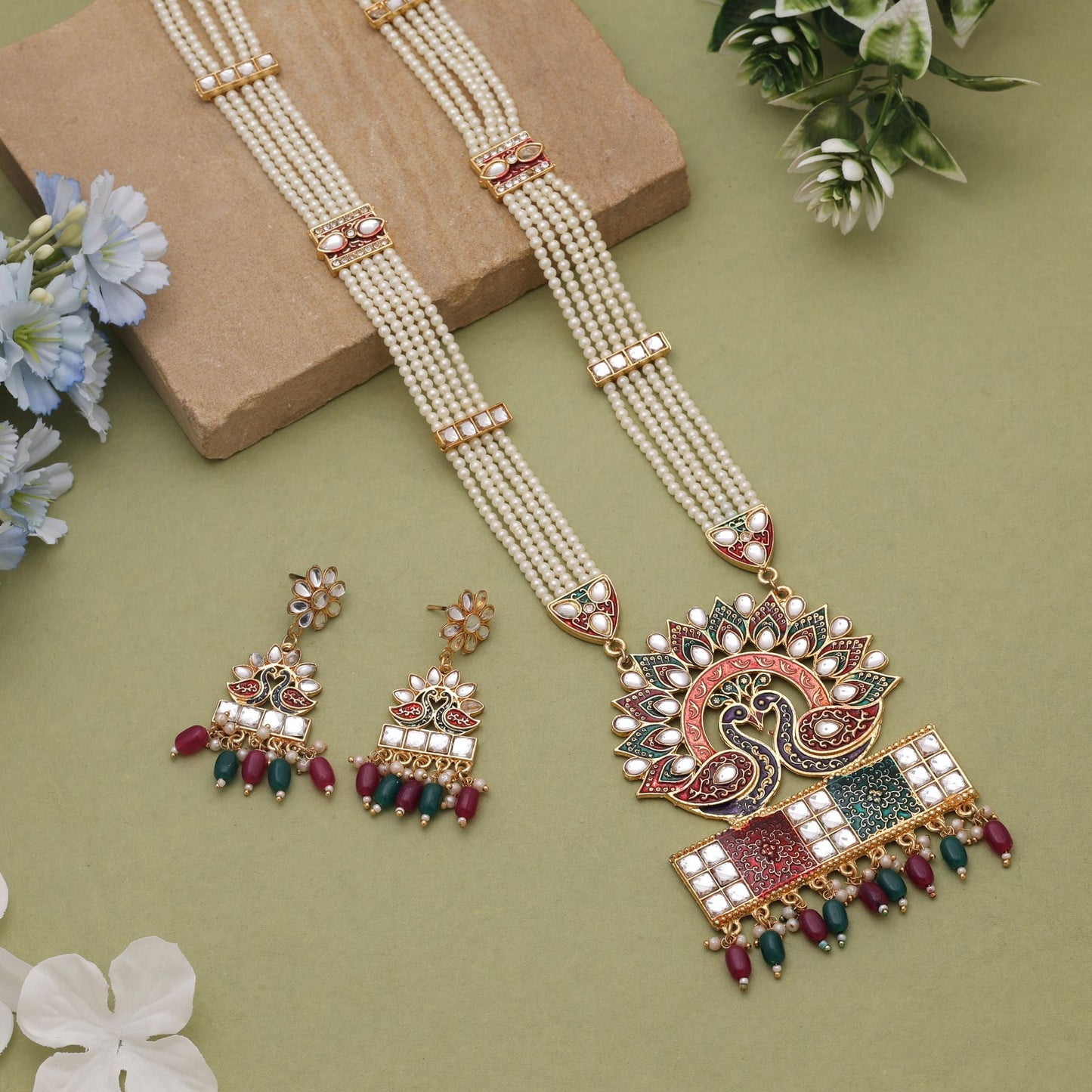 Multi Color Meena Work Rajputi Jewellery Rani Haar Inspired By Royal Craft