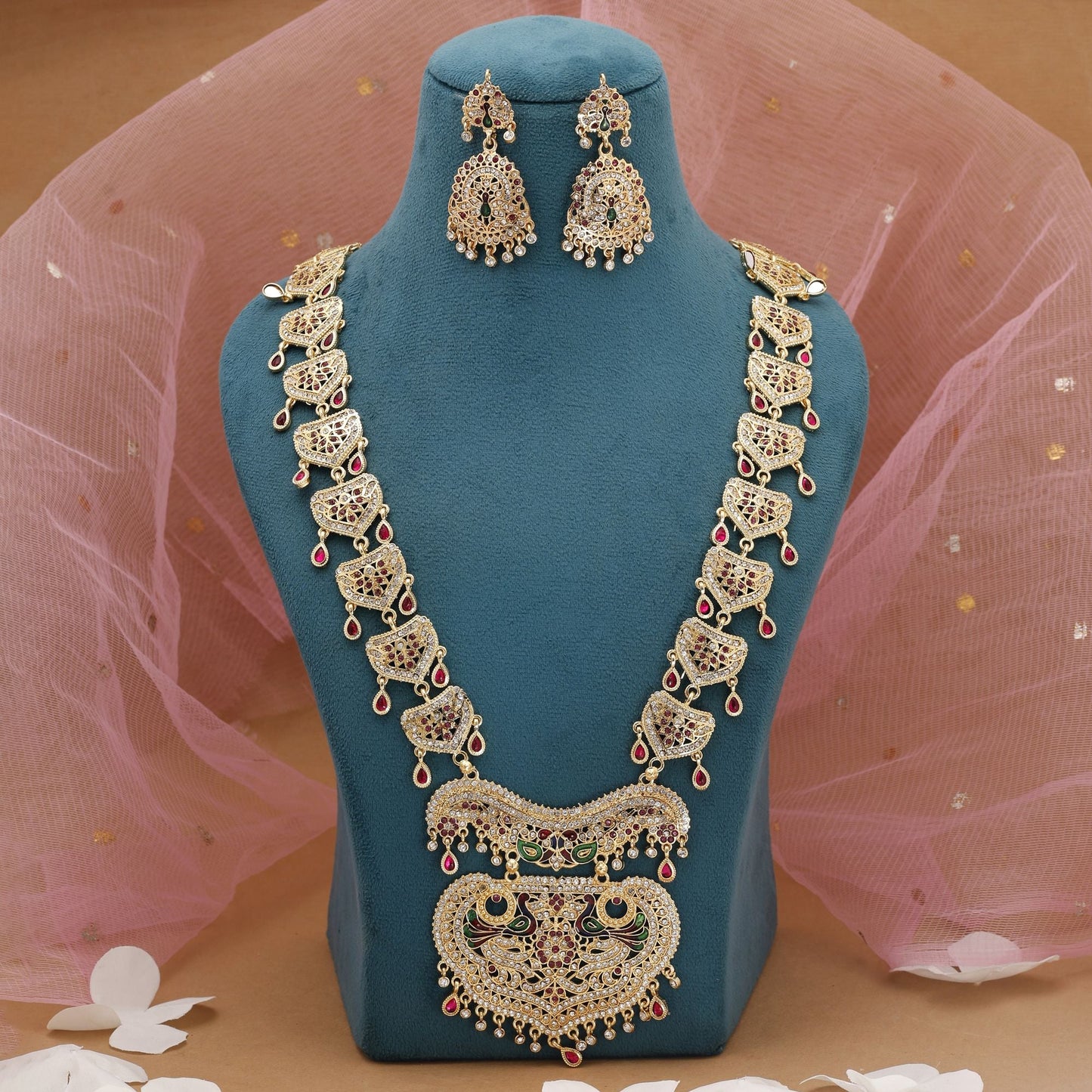 Multi Color Rajputi Jewellery Rani Haar Designed For Cultural Events