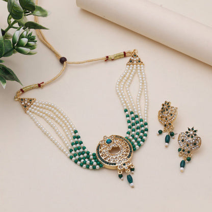Green Color Choker Rajputi Jewellery Rani Haar With Traditional Elegance