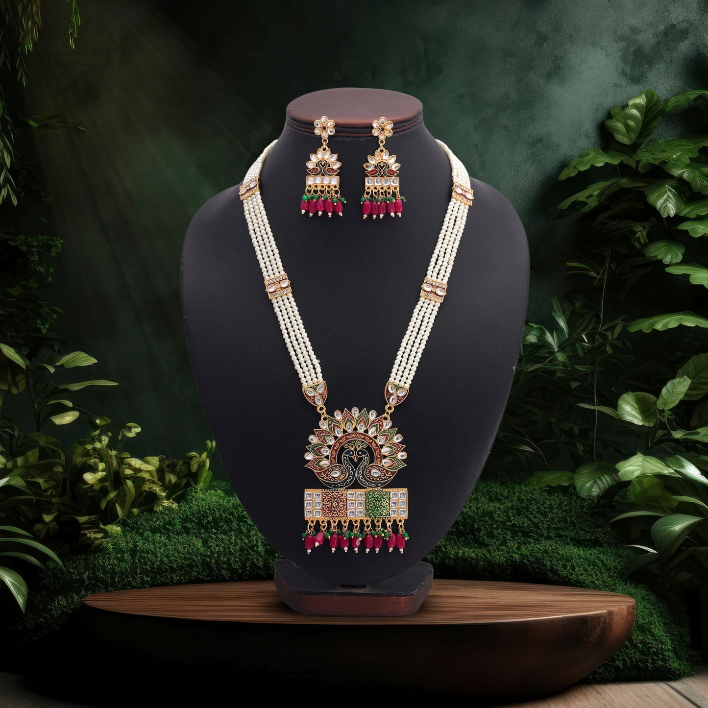 Artistic Multi Color Jewellery Rani Haar Featuring Premium Kundan Necklace Set Design