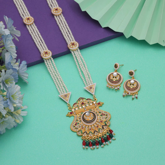 Traditional Multi Color Jewellery Rani Haar With Handcrafted Kundan Necklace Set