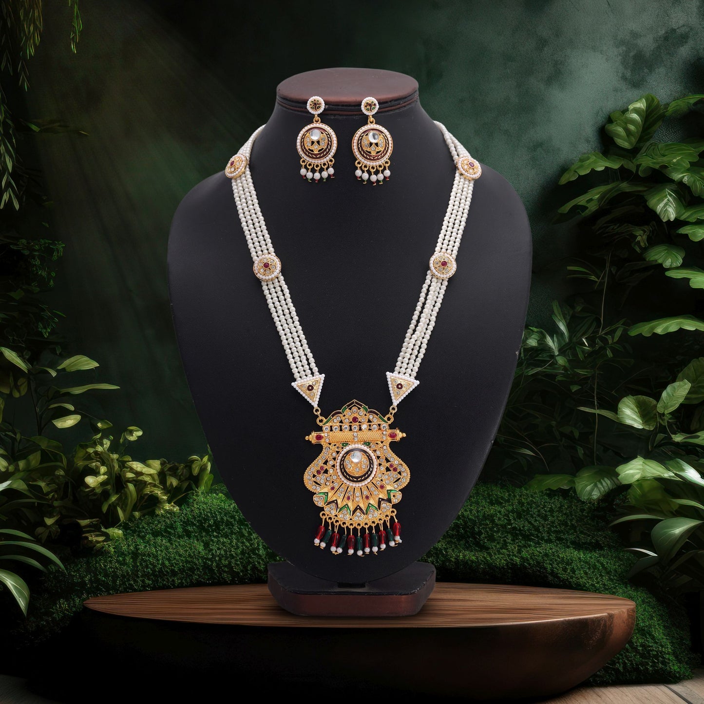 Traditional Multi Color Jewellery Rani Haar With Handcrafted Kundan Necklace Set
